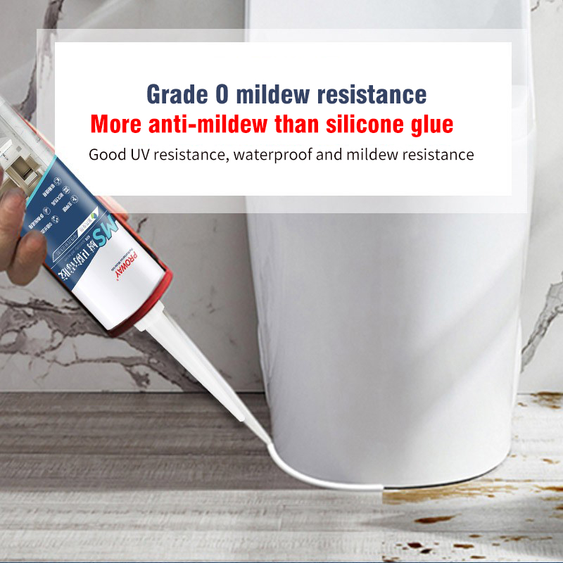 Foshan source manufacturer glass glue porcelain white kitchen and bathroom waterproof and mildew-proof MS sealant doors and windows modified structural glue