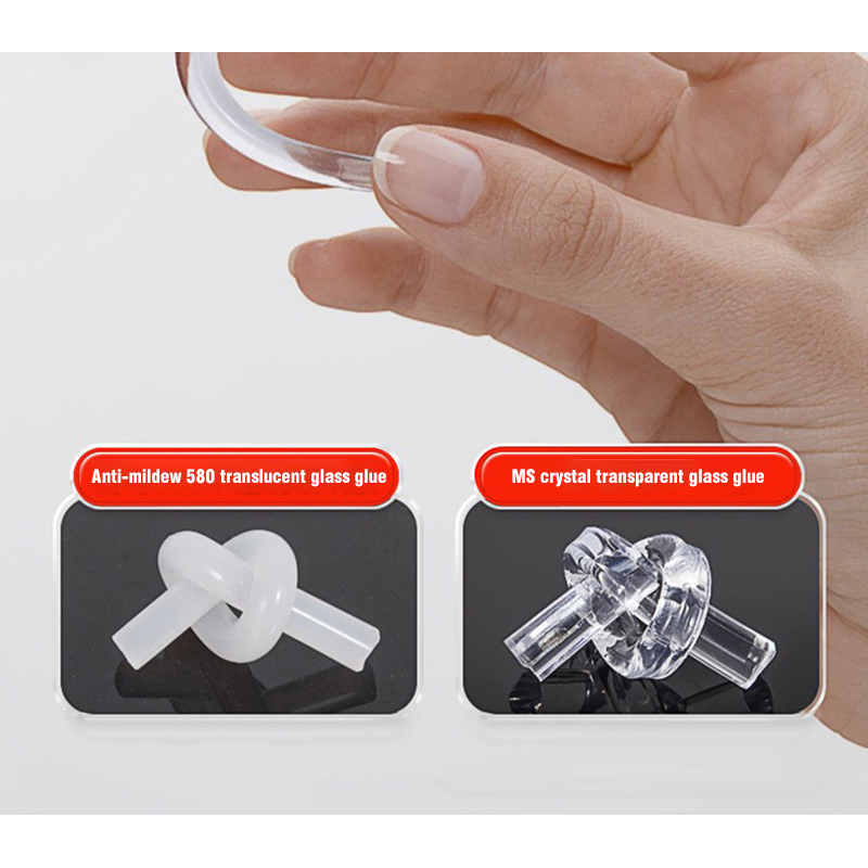 How does transparent glue achieve both structural bonding and sealing during glass partition installation?